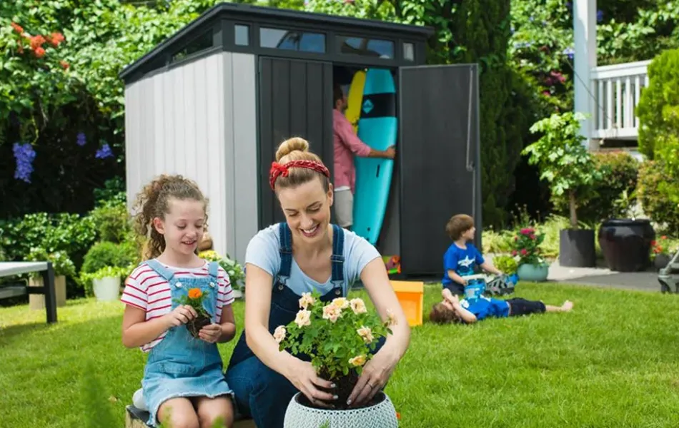New Artisan 7x7 Outdoor Storage Shed - Grey Medium Sheds