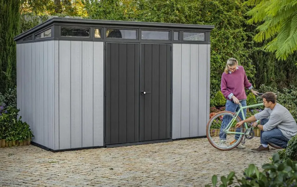 Online Artisan 11x7 Storage Shed - Grey Large Sheds