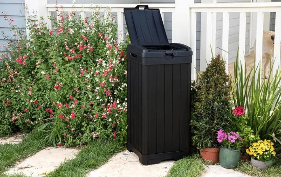Discount Baltimore Outdoor Trash Can - Black Outdoor Trash Cans|Trash Can Storage Sheds