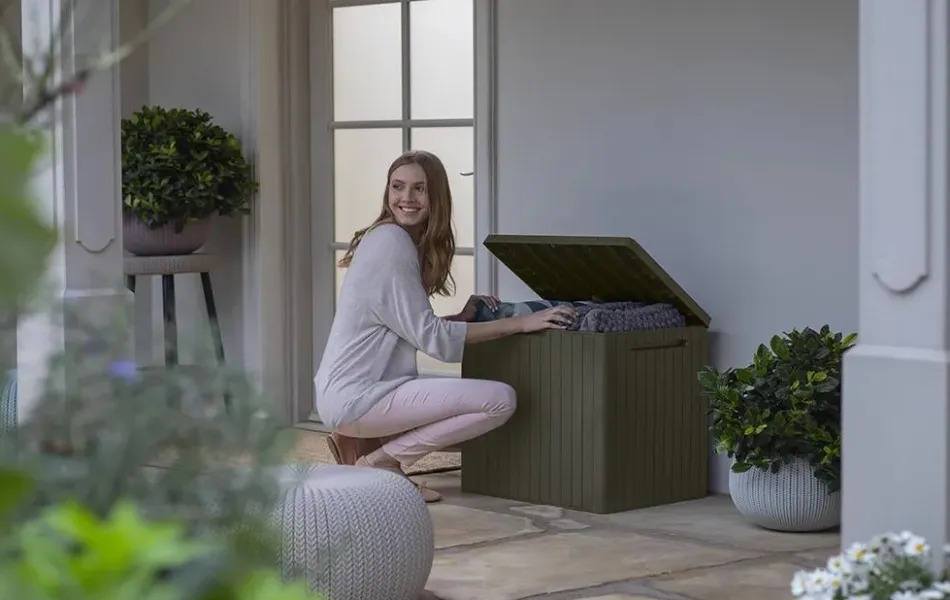 New City Box 30 Gallon Deck Box - Taupe Small Deck Boxes