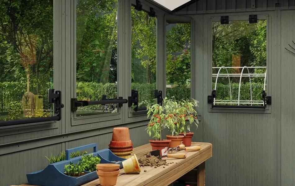 Hot Darwin 6x8 Potting Shed - Green Medium Sheds