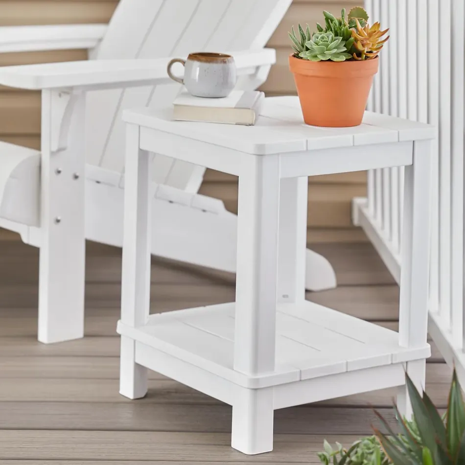 Discount Deluxe Adirondack Side Table - White Outdoor Side Tables