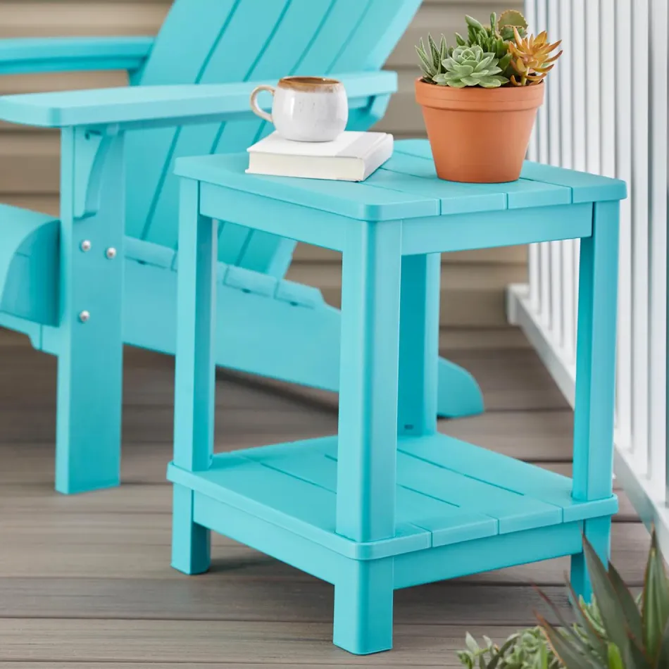 Outlet Deluxe Adirondack Side Table - Teal Outdoor Side Tables