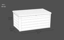 Hot Denali 150 Gallon Deck Box - Grey Large Deck Boxes