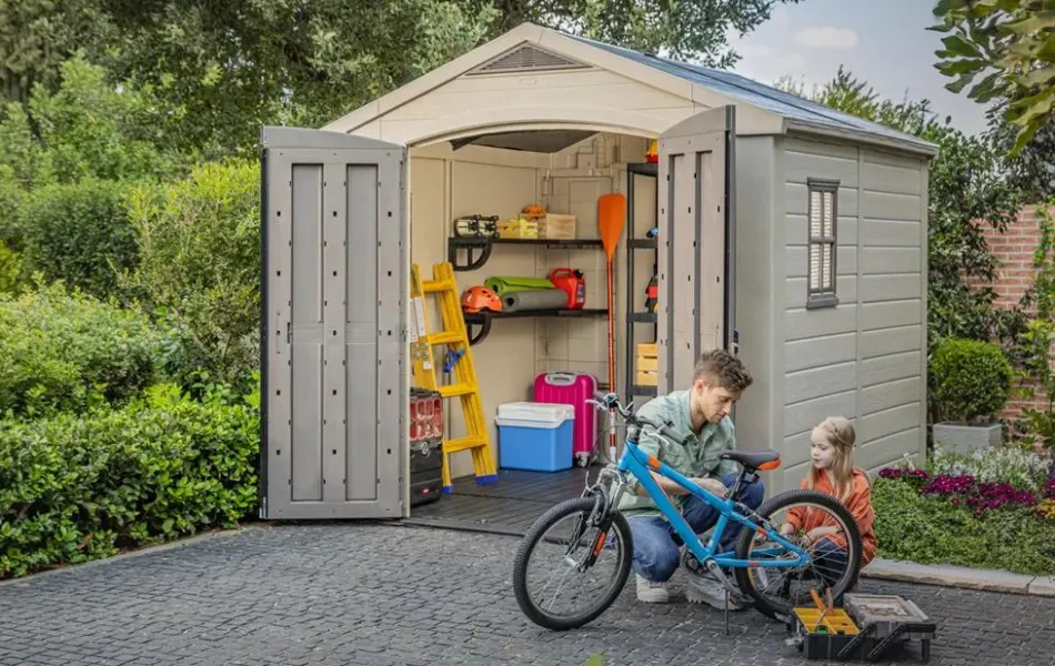 Factor 8x8 Storage Shed - Brown Medium Sheds