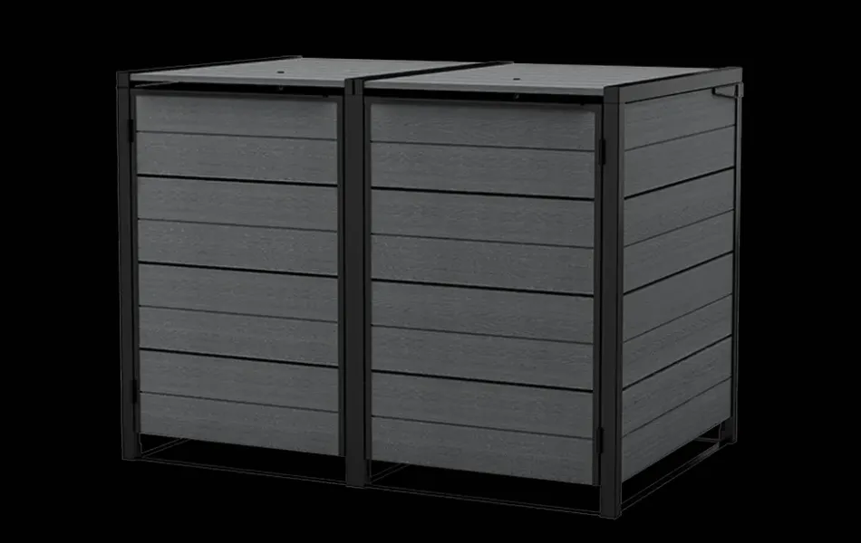 Hide Away Trash Can Storage Shed - Graphite Trash Can Storage Sheds|Horizontal Sheds