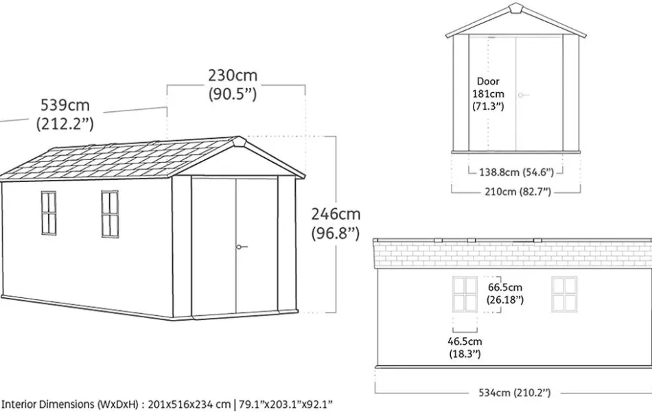 New Newton Plus 7.5x17 Storage Shed - Graphite Large Sheds