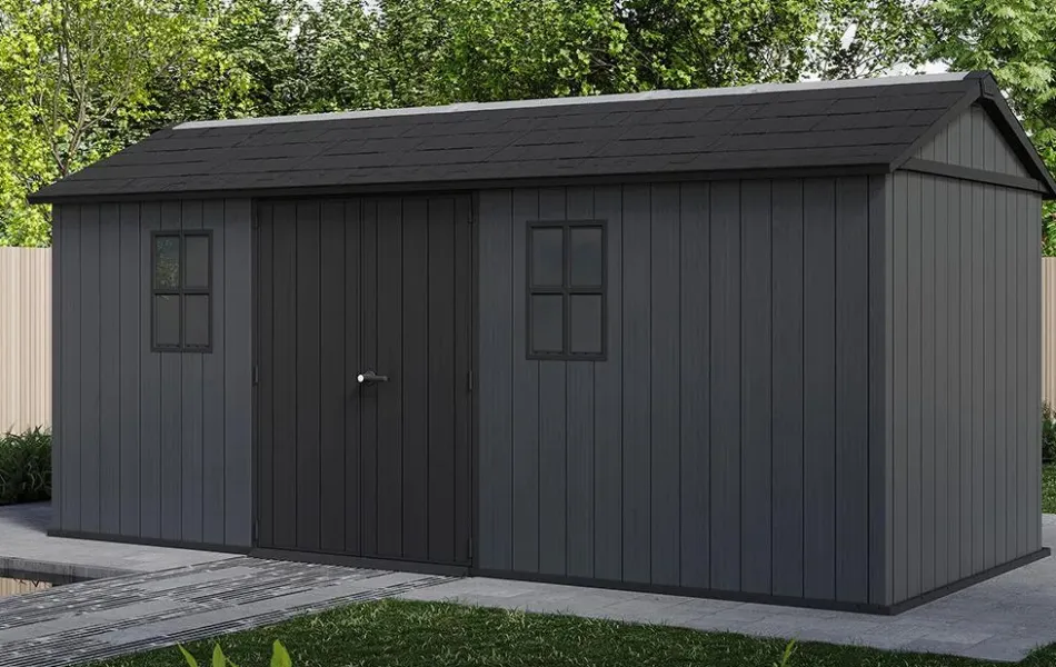 New Newton Plus 7.5x17 Storage Shed - Graphite Large Sheds