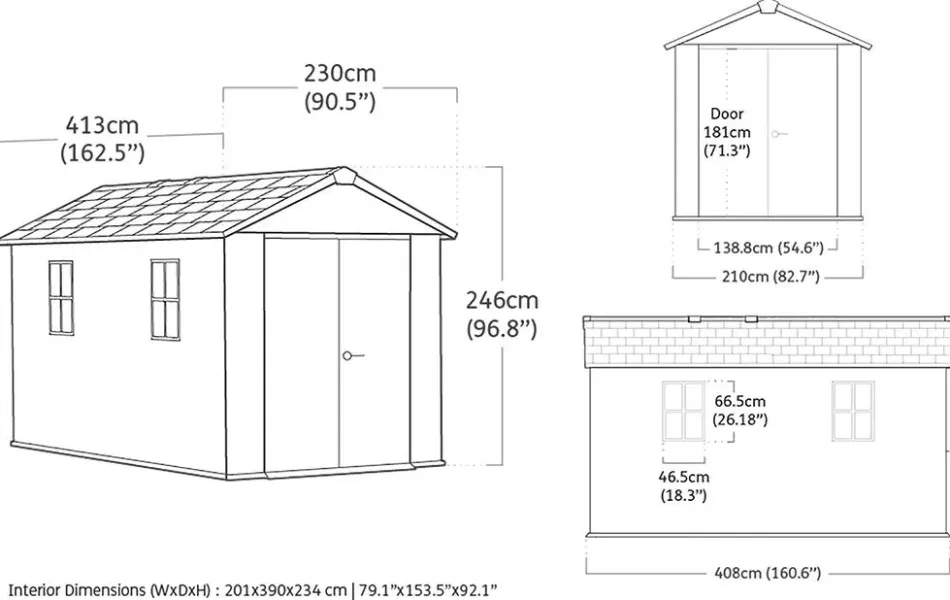 Clearance Newton Plus 7.5x13 Storage Shed - Graphite Large Sheds