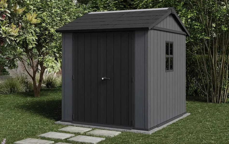 Clearance Newton Plus 7.5x7 Storage Shed - Graphite Medium Sheds
