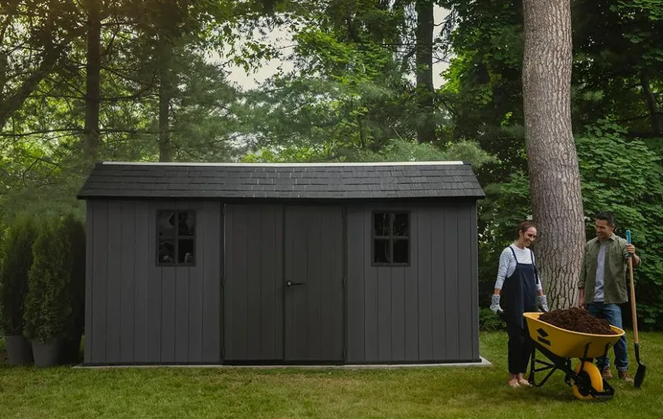 Best Newton Plus 7.5x15 Storage Shed - Graphite Large Sheds