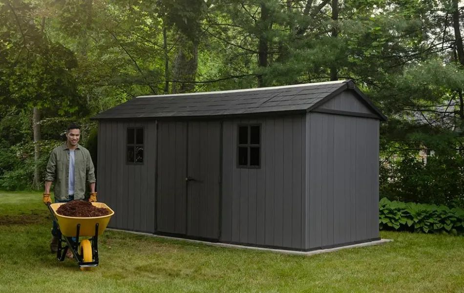 Best Newton Plus 7.5x15 Storage Shed - Graphite Large Sheds
