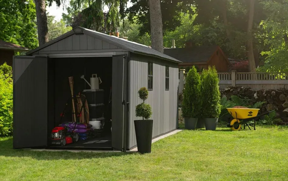 Best Newton Plus 7.5x15 Storage Shed - Graphite Large Sheds