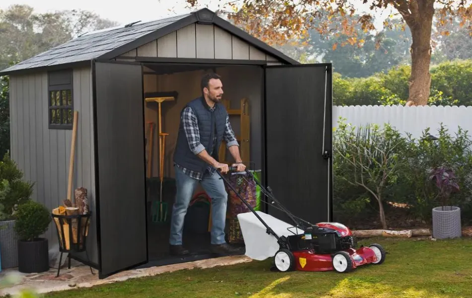 Online Oakland 7.5x9 Storage Shed - Grey Medium Sheds