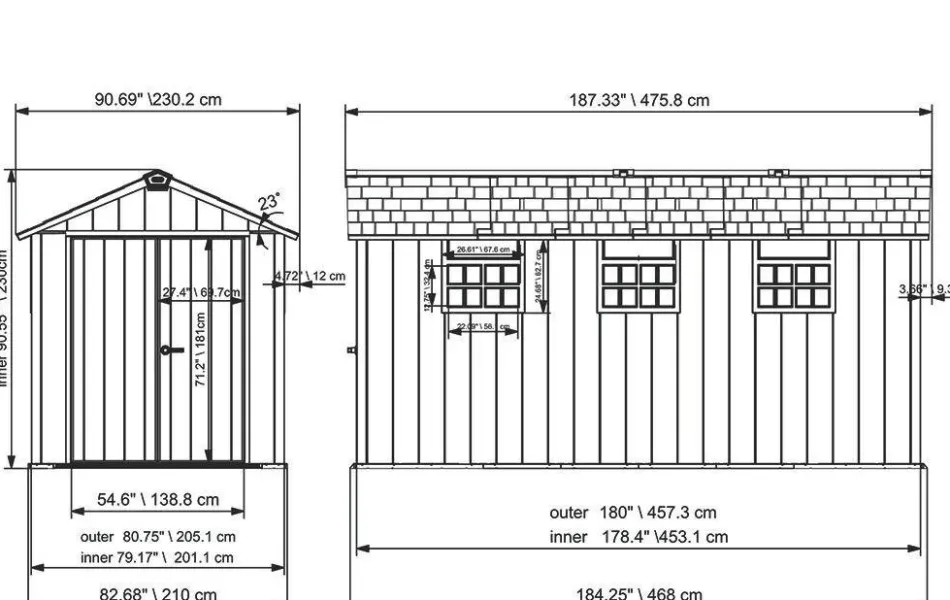 Outlet Oakland 7.5x15 Storage Shed - Grey Large Sheds