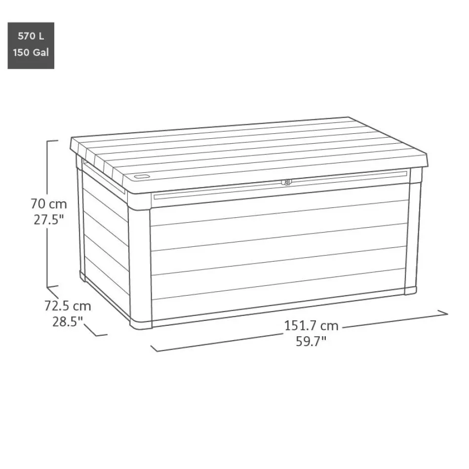 Clearance Signature 150 Gallon Deck Box - Rosewood Brown Large Deck Boxes