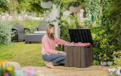 Clearance Signature 30 Gallon Deck Box - Walnut Brown Small Deck Boxes