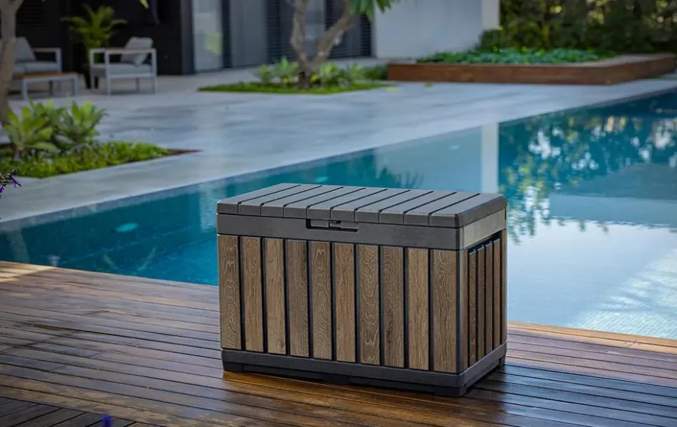 Outlet Signature 50 Gallon Deck Box - Walnut Brown Small Deck Boxes