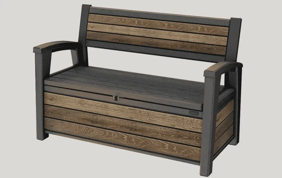 Outlet Signature 60 Gallon Outdoor Storage Bench - Walnut Brown Outdoor Benches|Outdoor Storage Benches
