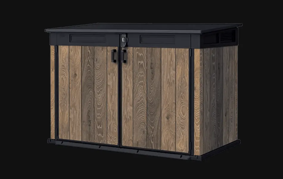 New Signature Horizontal Storage Shed - Walnut Brown Trash Can Storage Sheds|Horizontal Sheds