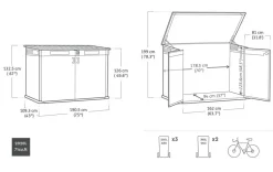 New Signature Horizontal Storage Shed - Walnut Brown Trash Can Storage Sheds|Horizontal Sheds