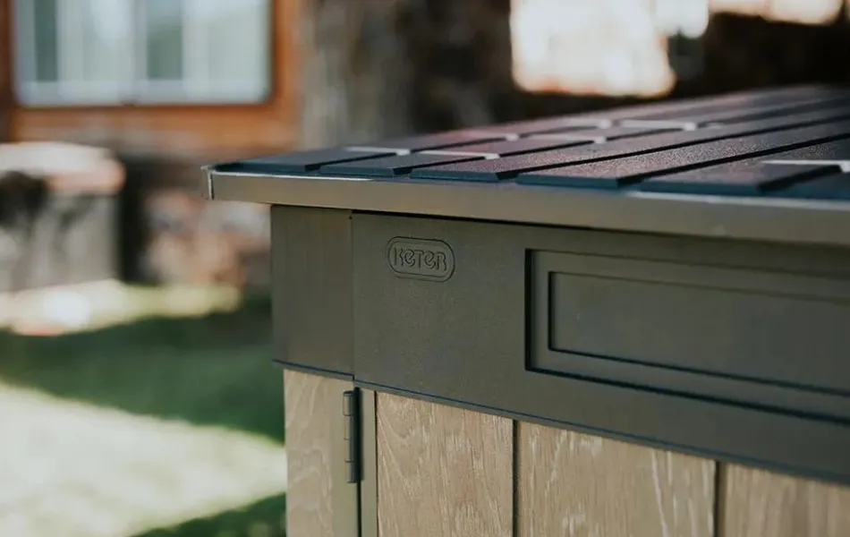 New Signature Horizontal Storage Shed - Walnut Brown Trash Can Storage Sheds|Horizontal Sheds