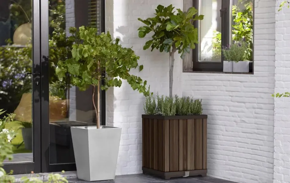 Sale Signature Square Tall Planter - Rosewood Brown Planters