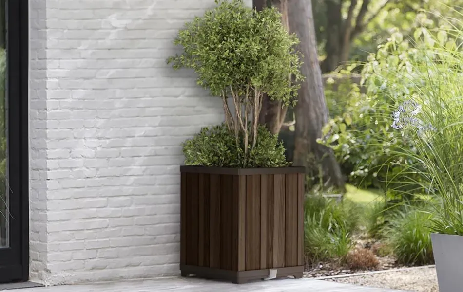 Sale Signature Square Tall Planter - Rosewood Brown Planters