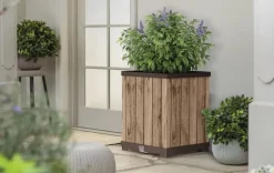 Hot Signature Square Tall Planter - Pine Brown Planters