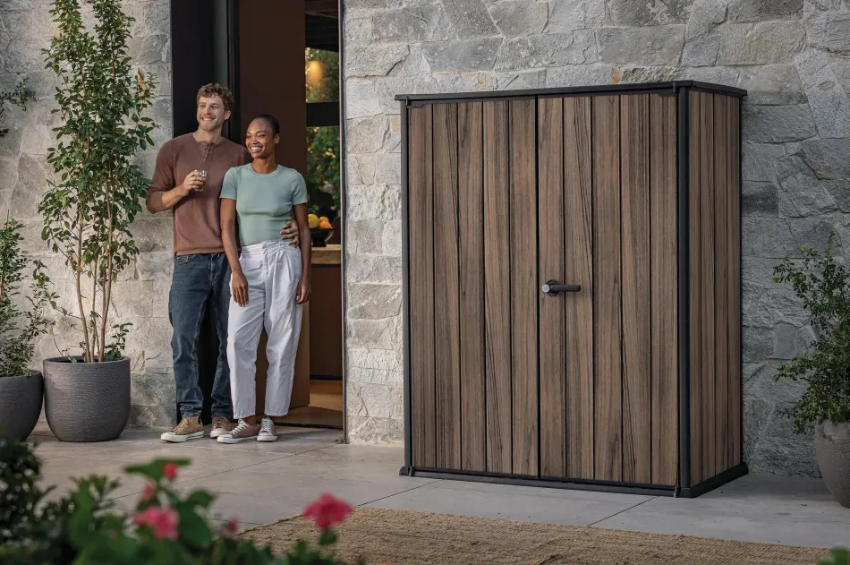Hot Signature Vertical Storage Shed - Rosewood Brown Storage Cabinets & Shelving Units|Vertical Sheds
