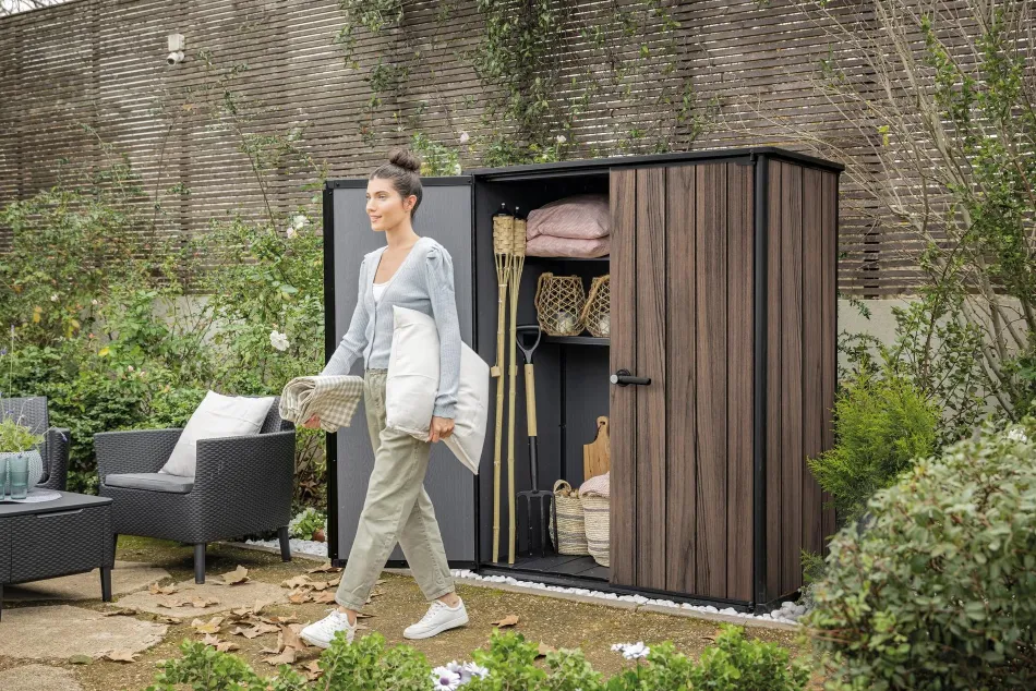 Hot Signature Vertical Storage Shed - Rosewood Brown Storage Cabinets & Shelving Units|Vertical Sheds
