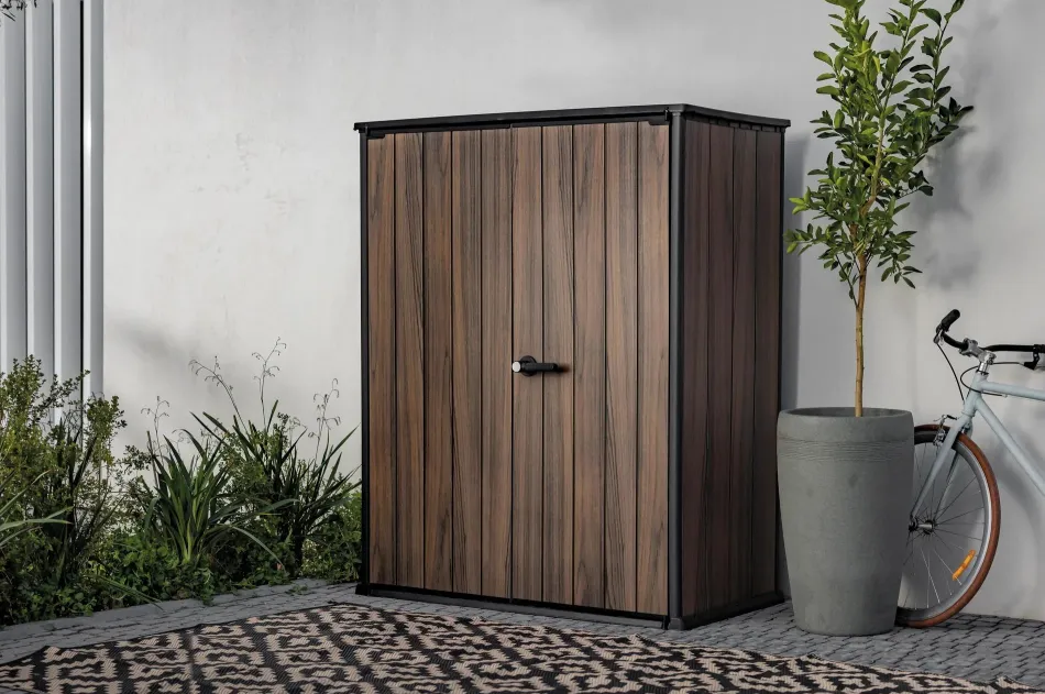 Hot Signature Vertical Storage Shed - Rosewood Brown Storage Cabinets & Shelving Units|Vertical Sheds