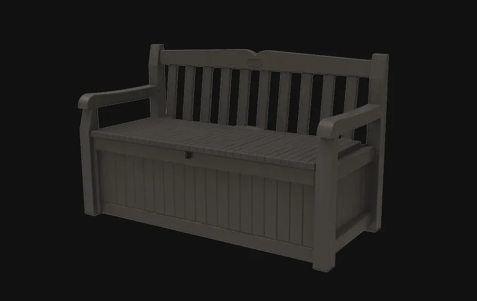 Sale Solana 70 Gallon Outdoor Storage Bench - Brown Outdoor Benches|Outdoor Storage Benches