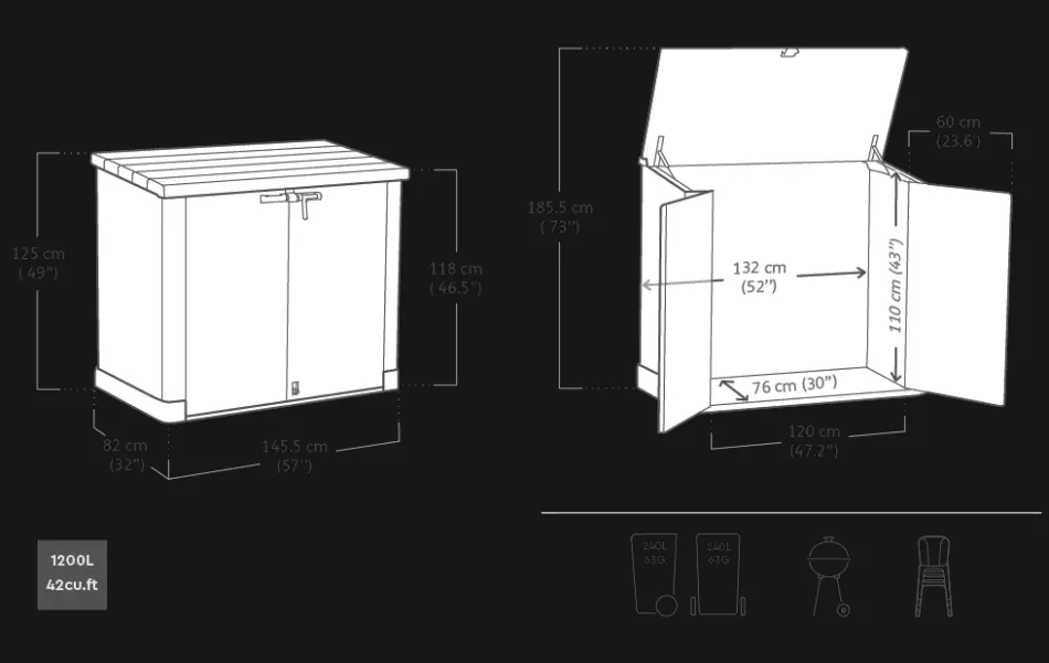 Outlet Store-It-Out Prime XL Storage Shed - Grey Trash Can Storage Sheds|Horizontal Sheds