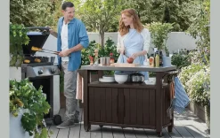 Discount Unity XL Outdoor Kitchen Cart with Storage - Brown Outdoor Kitchen Units