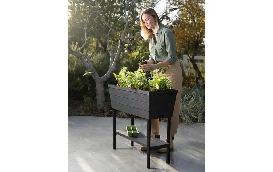 Outlet Urban Bloomer 12.7 Gallon Elevated Garden Bed - Graphite Garden Beds
