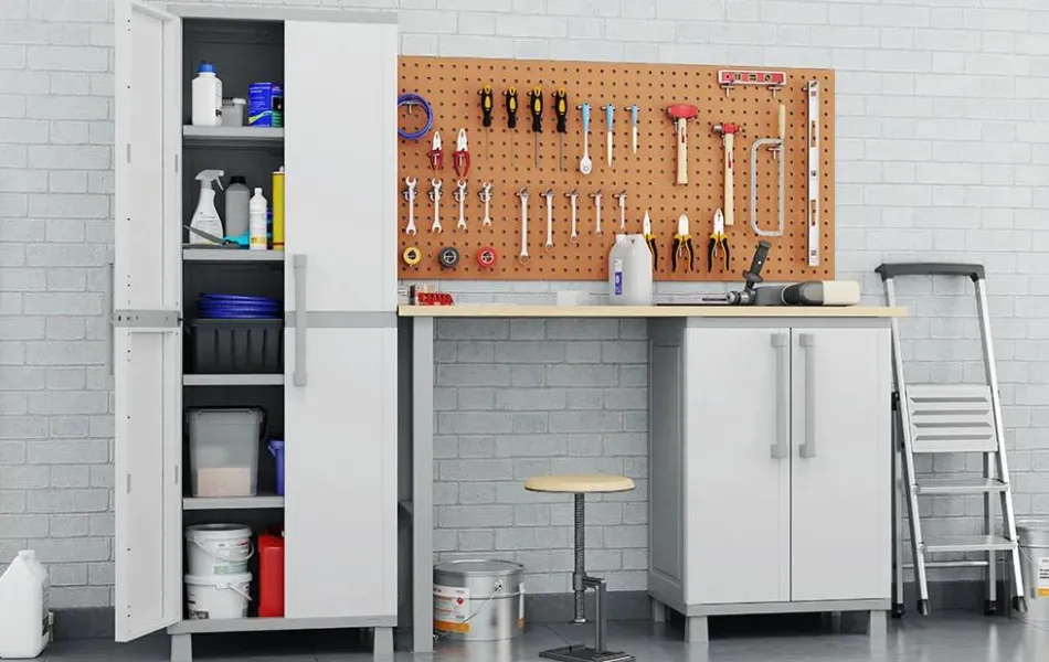 Discount Utility Garage Storage Cabinet - Smoky White Storage Cabinets & Shelving Units